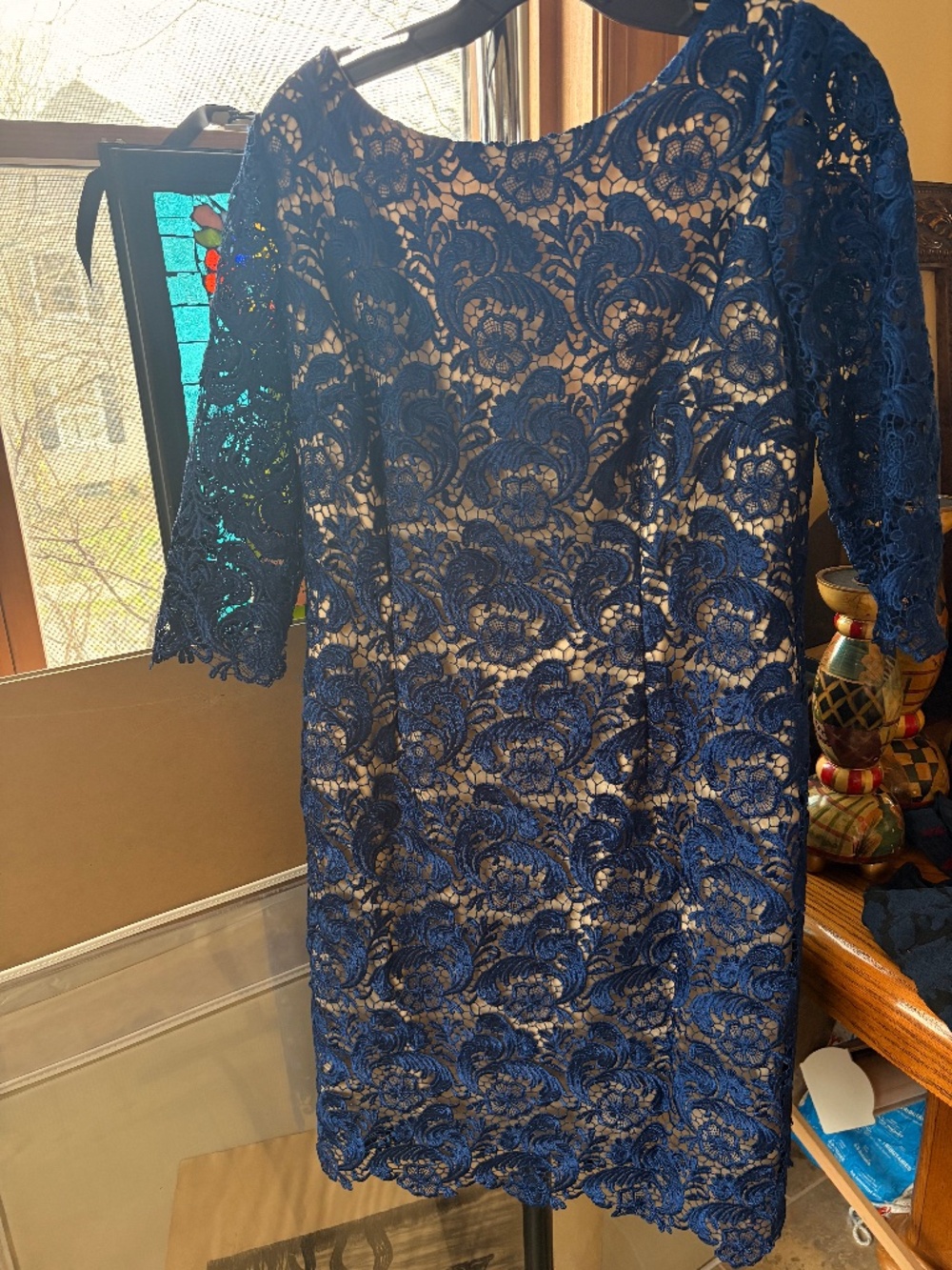 Eliza J Blue Applique Lace Dress 14